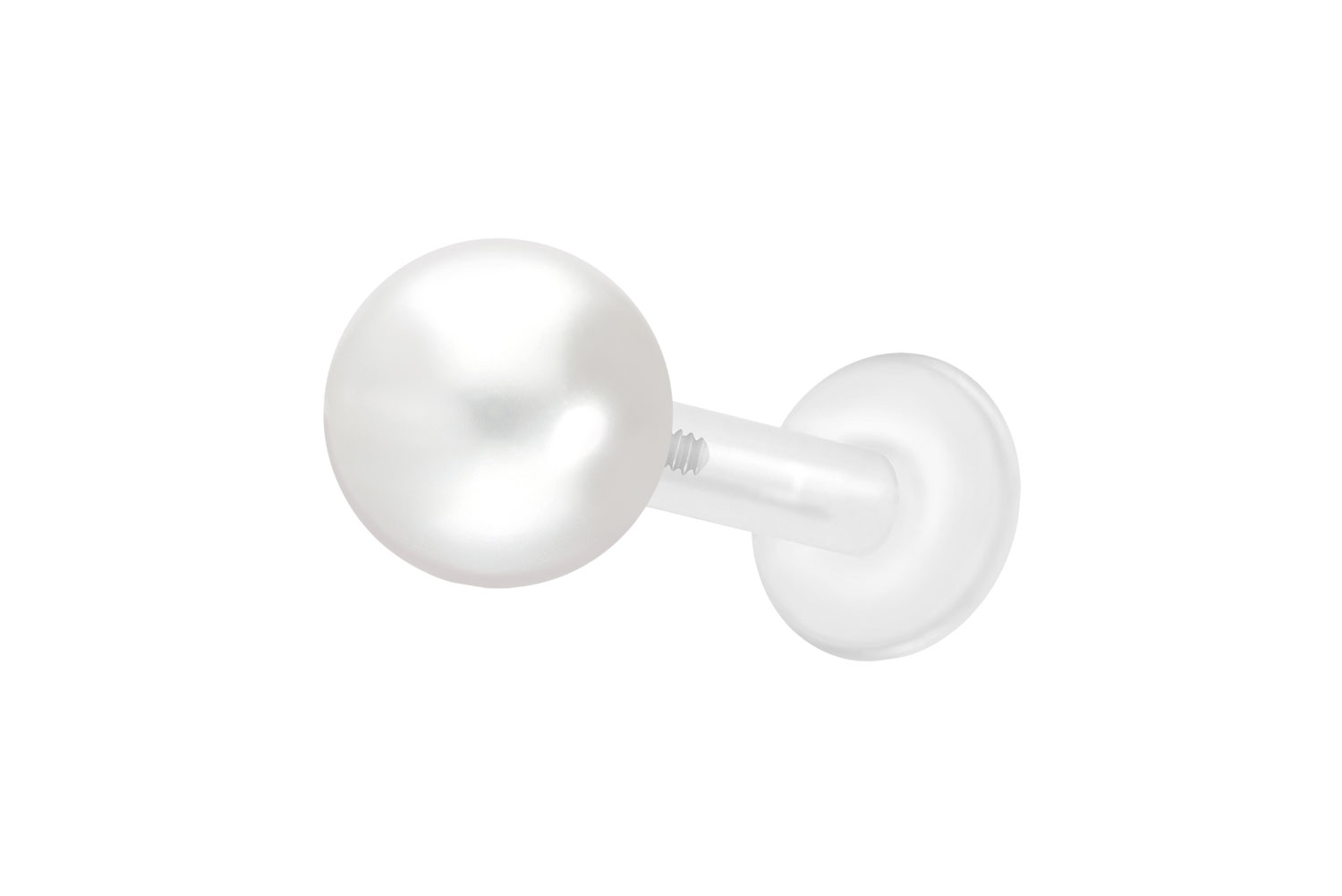 PTFE Labret Piercing mit Innengewinde + Titan-Aufsatz SYNTHETISCHE PERLE